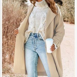 NEW Khaki Single Breasted Trench Overcoat